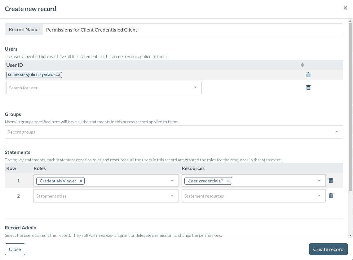 assign credentials roles