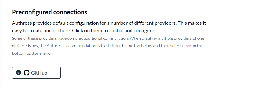 Authress preconfigured GitHub connection