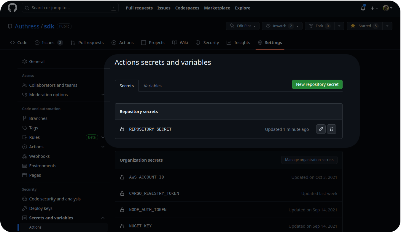 GitHub Secrets Repository